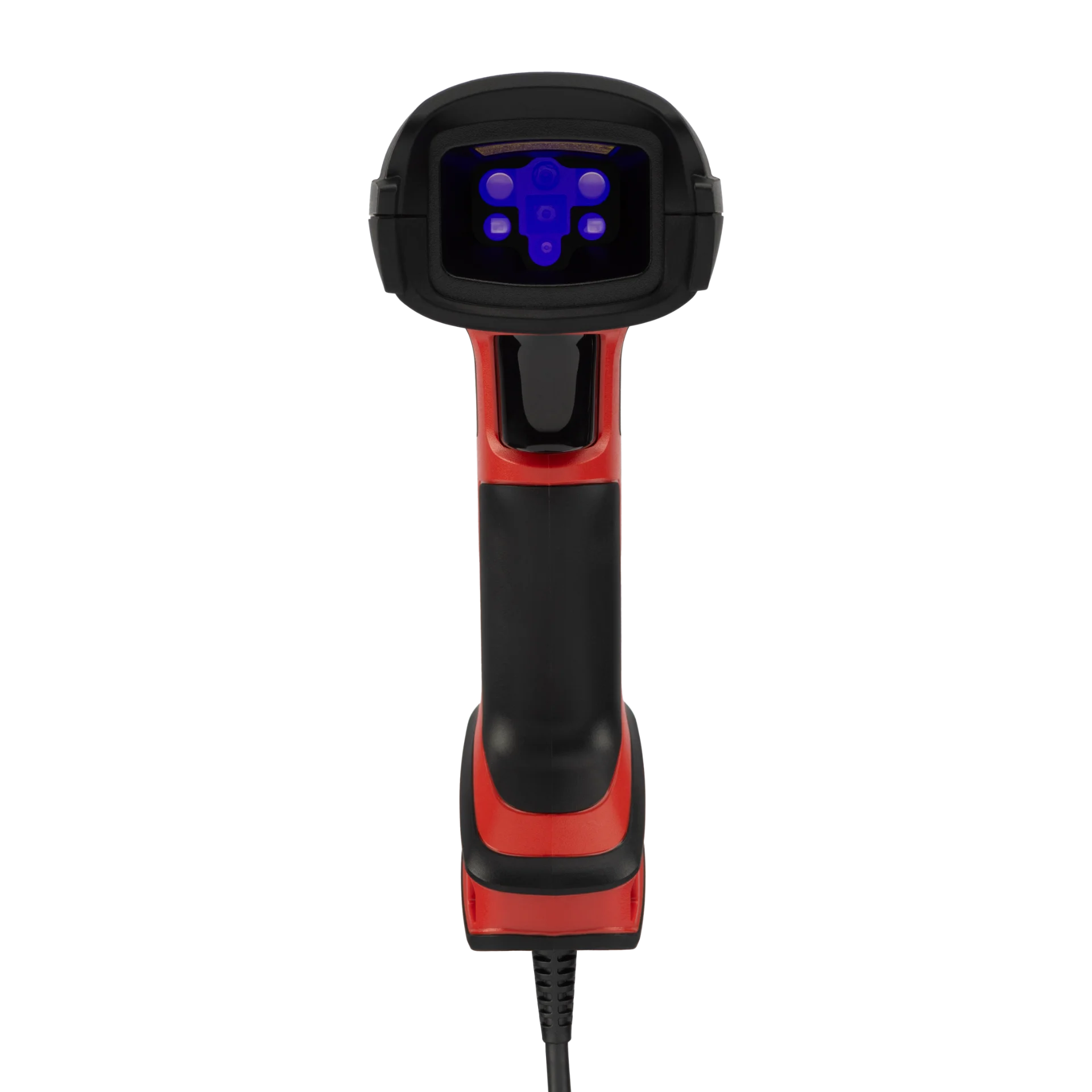 Barcode-Scanner Honeywell Granit Ultra 2100i XR – gerade Frontansicht mit Scanfenster, schwarzem Griff und Kabel.