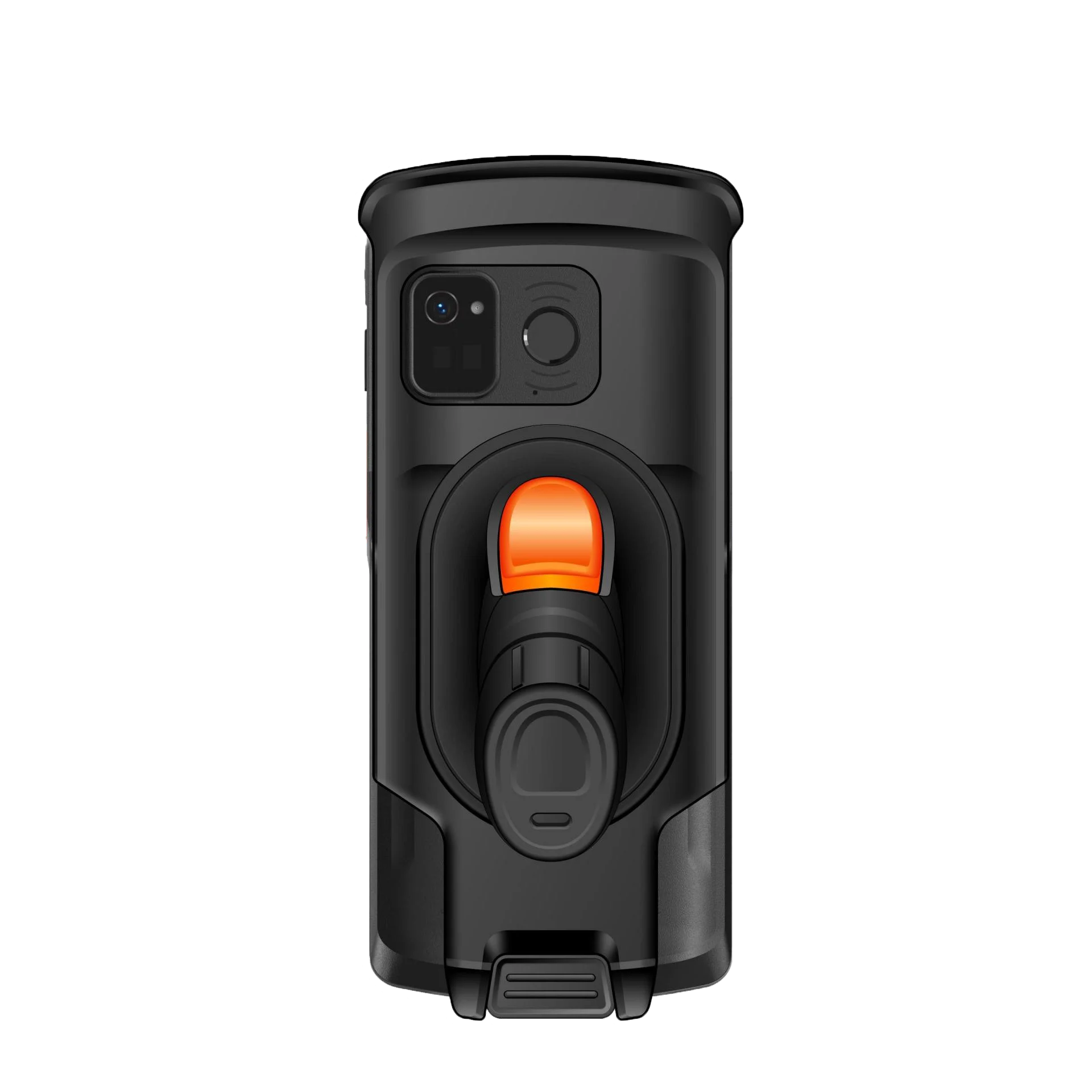 Urovo DT66 MDE Gerät Trigger-Griff von unten gesehen mit Gerät, Kamera sichtbar