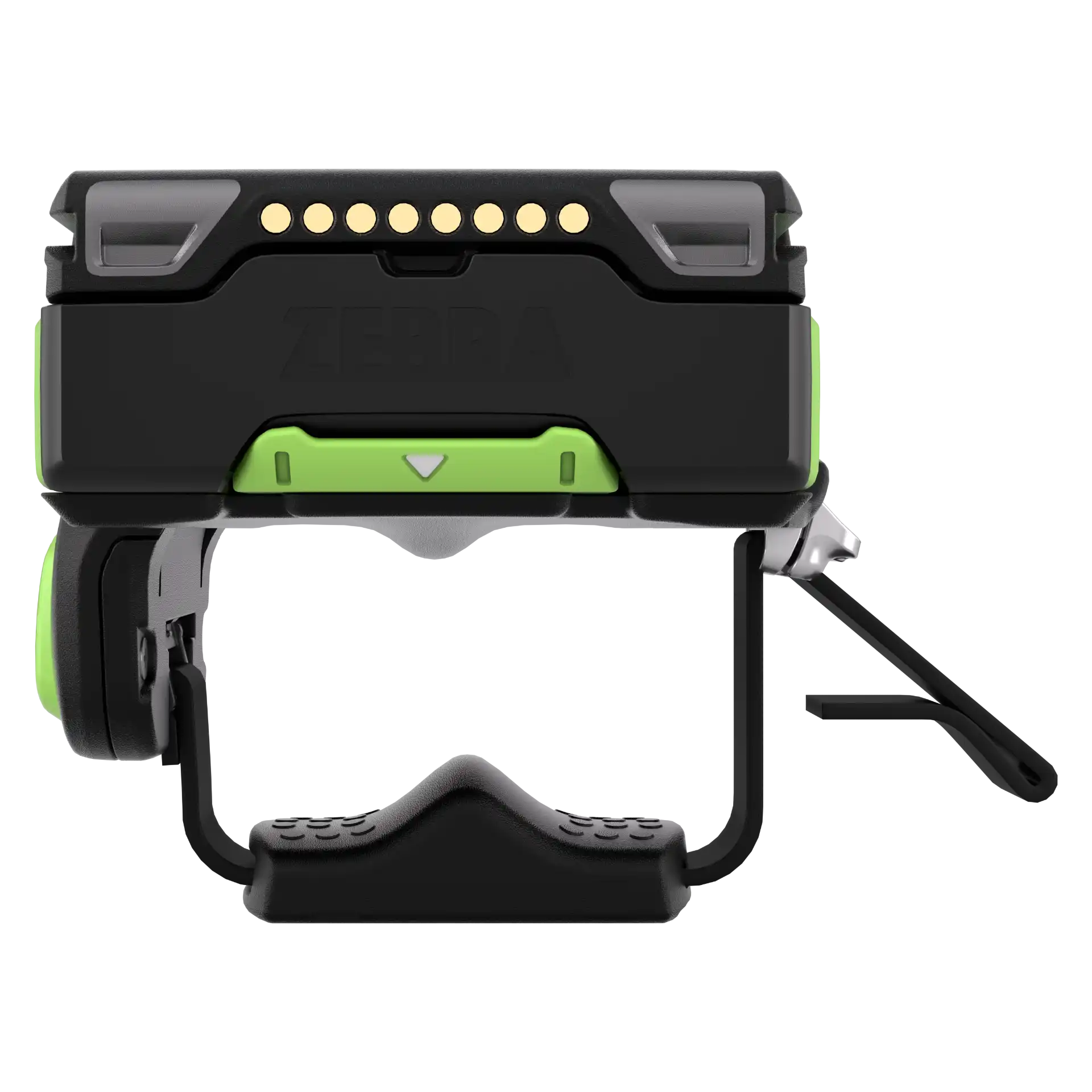 Wearable Zebra WS50-WS501 mit Finger-Halterung – Rückansicht mit Kontakten und Halterungselementen