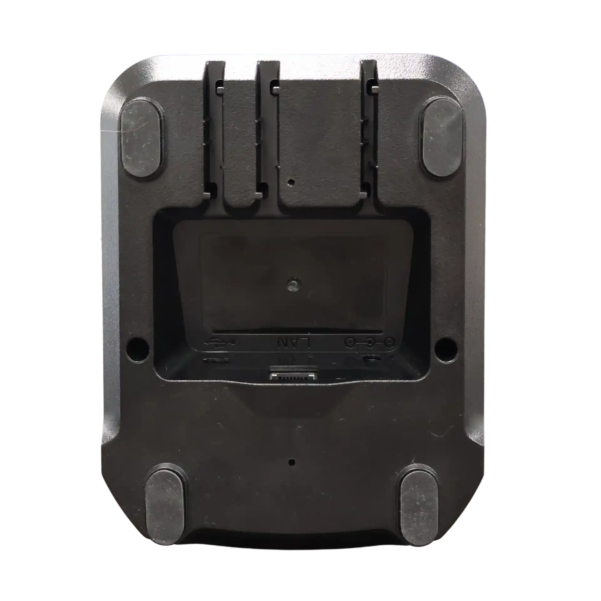 Urovo DT66 Ladestation für MDE Gerät, Sicht auf die Unterseite mit Anschlüssen